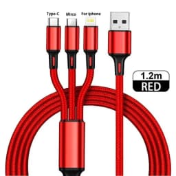 KADIXI 3 In 1 USB Fast Charging Cable Type C Micro IOS Multi Charger Cable for iPhone Huawei Samsung Nylon Braided Cord