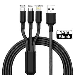 KADIXI 3 In 1 USB Fast Charging Cable Type C Micro IOS Multi Charger Cable for iPhone Huawei Samsung Nylon Braided Cord