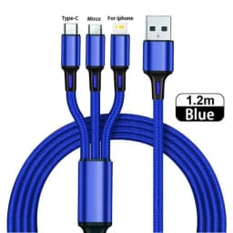 KADIXI 3 In 1 USB Fast Charging Cable Type C Micro IOS Multi Charger Cable for iPhone Huawei Samsung Nylon Braided Cord