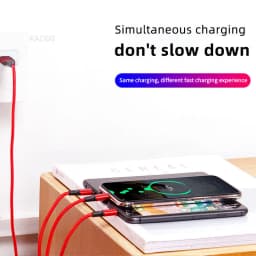 KADIXI 3 In 1 USB Fast Charging Cable Type C Micro IOS Multi Charger Cable for iPhone Huawei Samsung Nylon Braided Cord