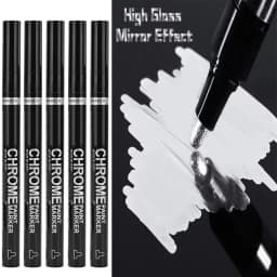 5/1pcs Chrome Pen Marker Mirror Waterproof Paint Repair For Rock Ceramic Glass Metallic Gold/Silver 2mm Nib