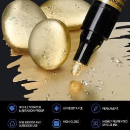 5/1pcs Chrome Pen Marker Mirror Waterproof Paint Repair For Rock Ceramic Glass Metallic Gold/Silver 2mm Nib