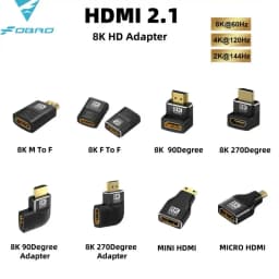 HDMI 90 and 270 Degree Adapter,HDMI 2.1 8K@60hz 2.0 4K@120hz 2K Right Angle HDMI L Adapter for HDTV PS4 PS5 Lapto