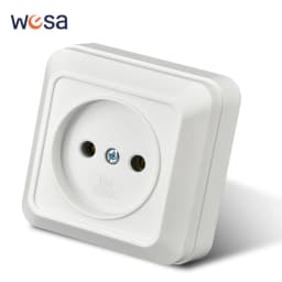 WESA White Wall Surface 2 Sockets Plugs EU Exterior Electrical Outlets With Ground Power Socket Flame Retardant Paint Plastic