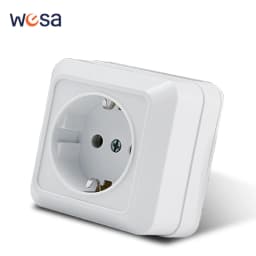 WESA White Wall Surface 2 Sockets Plugs EU Exterior Electrical Outlets With Ground Power Socket Flame Retardant Paint Plastic