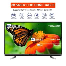 8K HDMI Flat Cable 48Gbps High Speed 8K60 4K120 144Hz Braided HDMI 2.1 Cord 3D EARC HDCP 2.2&2.3 Compatible with Roku TV/PS5