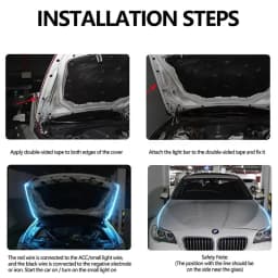 1pc Dynamic meteor Led Car Hood Lights Strip Universal Engine Hood Guide Decorative Light Bar Auto Headlights Car Running Light