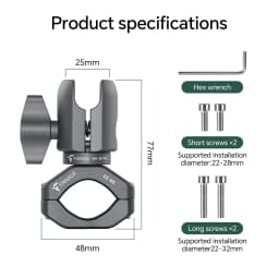FANAUE Motorcycle Mobile Phone Holder Extension Handlebar Hoop Ball Head Base Sports Camera Quick Disassembly Anti-theft