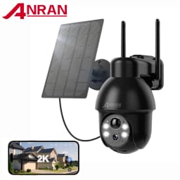 ANRAN 3MP Outdoor Surveillance Camera Alexa-Compatible 2.4G Wireless WiFi Solar Battery Camera Spotlight PIR Motion Detect