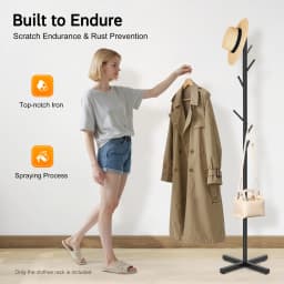 Modern Rack Gold/Black Free Standing 7 Hooks Hall Tree In Corner Gold Hat Hanger & Coat Racks Stand Entryway Organizer
