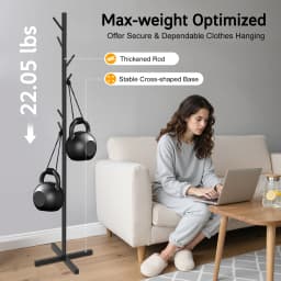 Modern Rack Gold/Black Free Standing 7 Hooks Hall Tree In Corner Gold Hat Hanger & Coat Racks Stand Entryway Organizer