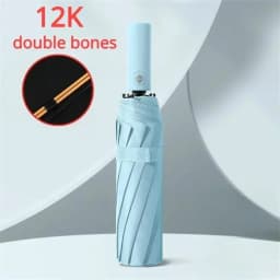 12 Bone Black Glue Fully Automatic Umbrella With Thick And Durable Keel Three Fold Umbrella UV Resistant Folding Umbrella