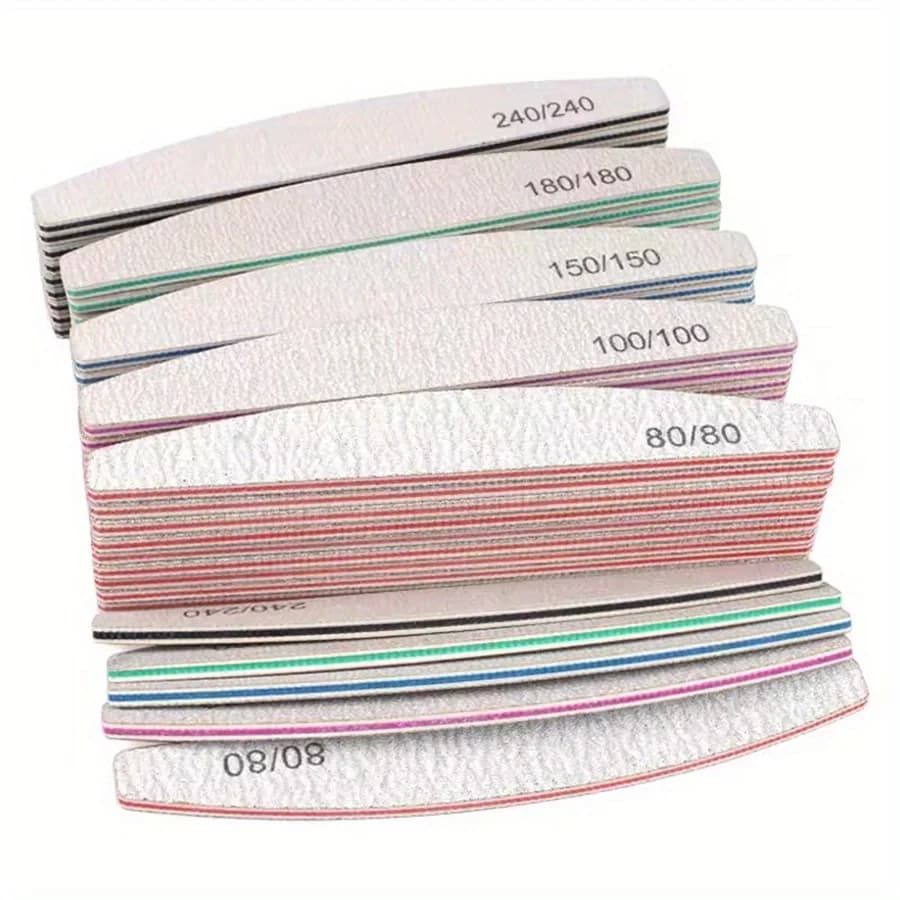 1/3/5/10Pcs Professional Nail File 80/100/150/180/240 Sandpaper Strong Thick Sanding Half Moon Lime nail accessories and Tools