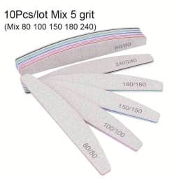 1/3/5/10Pcs Professional Nail File 80/100/150/180/240 Sandpaper Strong Thick Sanding Half Moon Lime nail accessories and Tools