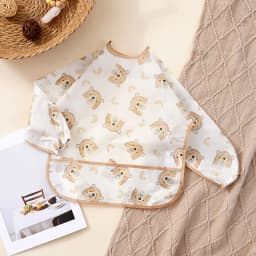 Elinfant 1PC Long Sleeve Bibs, Waterproof Feeding Bibs,Washable Burp Cloth,Coveralls Bibs,Easy To Clean,Wash-Free Eating Bibs