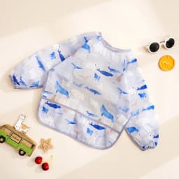 Elinfant 1PC Long Sleeve Bibs, Waterproof Feeding Bibs,Washable Burp Cloth,Coveralls Bibs,Easy To Clean,Wash-Free Eating Bibs