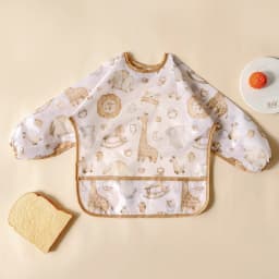Elinfant 1PC Long Sleeve Bibs, Waterproof Feeding Bibs,Washable Burp Cloth,Coveralls Bibs,Easy To Clean,Wash-Free Eating Bibs