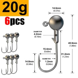 MrLurion 1g 2g 3g 4g 5g 10g 20g 22g 25g 28g Fishing Jig Head Hook, Rigging Hook for Crank Soft Grub Worm Lure Bait Sharp Hooks