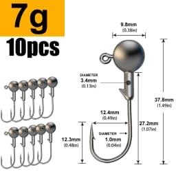 MrLurion 1g 2g 3g 4g 5g 10g 20g 22g 25g 28g Fishing Jig Head Hook, Rigging Hook for Crank Soft Grub Worm Lure Bait Sharp Hooks