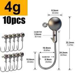 MrLurion 1g 2g 3g 4g 5g 10g 20g 22g 25g 28g Fishing Jig Head Hook, Rigging Hook for Crank Soft Grub Worm Lure Bait Sharp Hooks