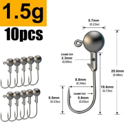 MrLurion 1g 2g 3g 4g 5g 10g 20g 22g 25g 28g Fishing Jig Head Hook, Rigging Hook for Crank Soft Grub Worm Lure Bait Sharp Hooks