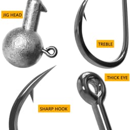 MrLurion 1g 2g 3g 4g 5g 10g 20g 22g 25g 28g Fishing Jig Head Hook, Rigging Hook for Crank Soft Grub Worm Lure Bait Sharp Hooks