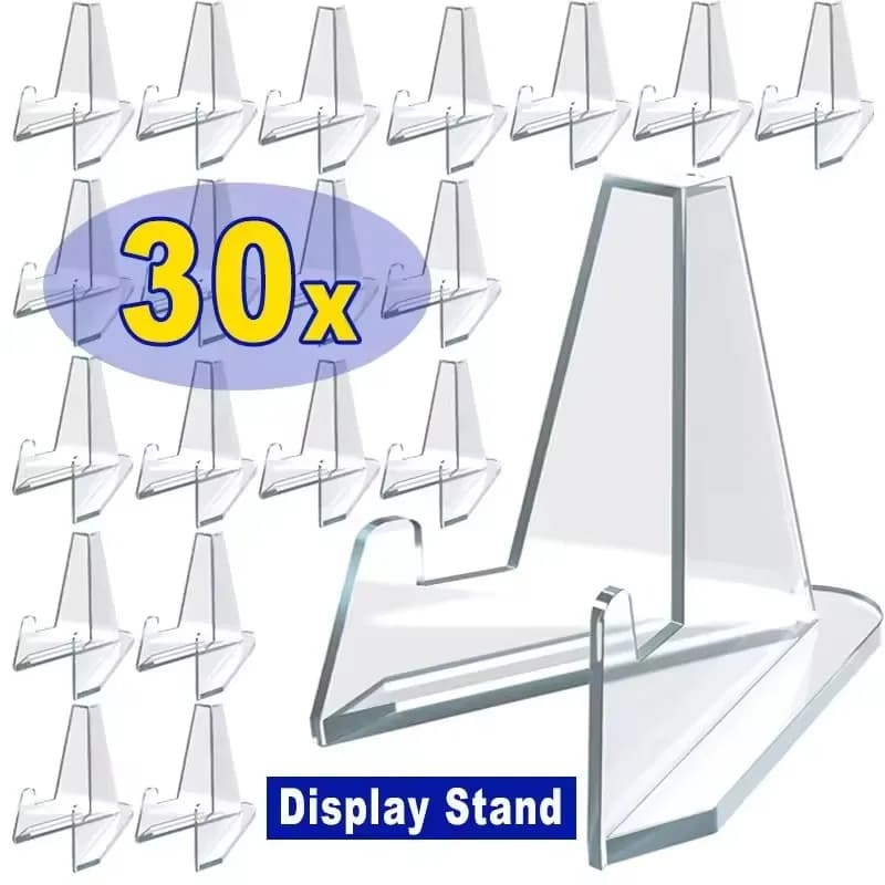 30-1PCS Triangular Card Display Stand Mini Acrylic Idol Photo Picture Holder Stands for Coin Sports Trading Cards Display Racks