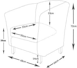 mcc direct Relaxing Tub Chair, Black PU Leather Tub Chair Armchair, Club Chair Living Room, Bedroom Lounge Reception Upholstered