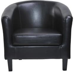 mcc direct Relaxing Tub Chair, Black PU Leather Tub Chair Armchair, Club Chair Living Room, Bedroom Lounge Reception Upholstered