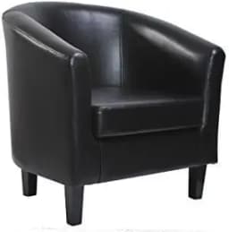 mcc direct Relaxing Tub Chair, Black PU Leather Tub Chair Armchair, Club Chair Living Room, Bedroom Lounge Reception Upholstered