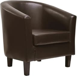 mcc direct Relaxing Tub Chair, Black PU Leather Tub Chair Armchair, Club Chair Living Room, Bedroom Lounge Reception Upholstered