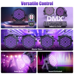Gwong 2Pcs LED Par Spotlight 36 LED Light RGB DMX512 With Remote Control For Disco Stage DJ Party Show Bar Halloween Christma