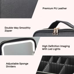 Travel Makeup Bag With LED Lighted Mirror, Makeup Train Case With Adjustable Dividers For Home,Gift,Vacation