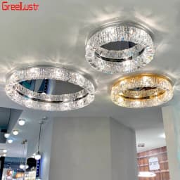 New modern crystal ceiling lamp chrome Gold LED ceiling lamp decorative light for living room room E14 Lamp head lighting