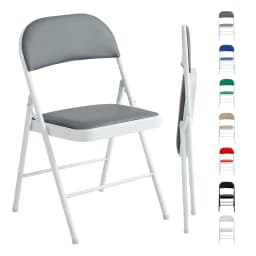 mcc direct Set of 1 Folding Chair, Faux Leather Foldable Chair with Metal Frame and Padded Seat, Easy to Fold and Store for Home