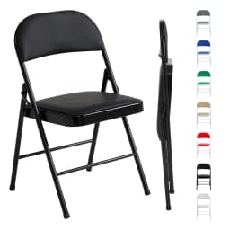 mcc direct Set of 1 Folding Chair, Faux Leather Foldable Chair with Metal Frame and Padded Seat, Easy to Fold and Store for Home