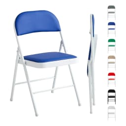 mcc direct Set of 1 Folding Chair, Faux Leather Foldable Chair with Metal Frame and Padded Seat, Easy to Fold and Store for Home