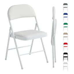 mcc direct Set of 1 Folding Chair, Faux Leather Foldable Chair with Metal Frame and Padded Seat, Easy to Fold and Store for Home