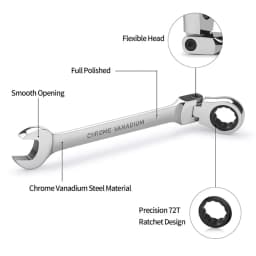 1-Piece Ratchet Wrench of Keys Spanner Hand Tool 72-Tooth Ratcheting Flexible Head Mirror Finish