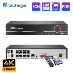 Techage H.265 8CH PoE Network Video Recorder 4MP 5MP 8MP 1080P 4K Surveillance PoE NVR Up to 16CH for Network Camera CCTV Video