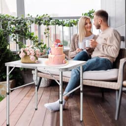2FT/60CM Folding Table Portable Aluminium Dining Party Kitchen BBQ Trestle Outdoor Tool for Camping Picnic Garden 75x55x60cm