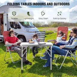 2FT/60CM Folding Table Portable Aluminium Dining Party Kitchen BBQ Trestle Outdoor Tool for Camping Picnic Garden 75x55x60cm
