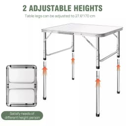 2FT/60CM Folding Table Portable Aluminium Dining Party Kitchen BBQ Trestle Outdoor Tool for Camping Picnic Garden 75x55x60cm