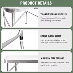 2FT/60CM Folding Table Portable Aluminium Dining Party Kitchen BBQ Trestle Outdoor Tool for Camping Picnic Garden 75x55x60cm