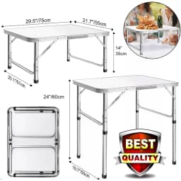 2FT/60CM Folding Table Portable Aluminium Dining Party Kitchen BBQ Trestle Outdoor Tool for Camping Picnic Garden 75x55x60cm