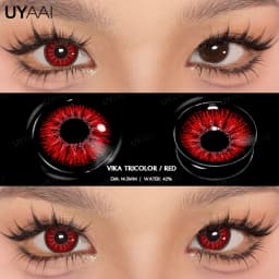 UYAAI 1 Pair Cosplay White Colored Contact Lenses Black Lenses Halloween Beauty Makeup Lens Vampire Red Lenses Anime Colorcon