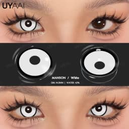 UYAAI 1 Pair Cosplay White Colored Contact Lenses Black Lenses Halloween Beauty Makeup Lens Vampire Red Lenses Anime Colorcon