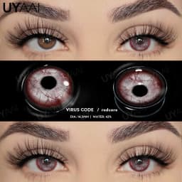 UYAAI 1 Pair Cosplay White Colored Contact Lenses Black Lenses Halloween Beauty Makeup Lens Vampire Red Lenses Anime Colorcon