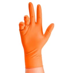 Heavy Duty Orange Nitrile Gloves 8Mil Industrial Disposable Gloves with Diamond Textured Grip for Mechanic Safety & Work Gloves