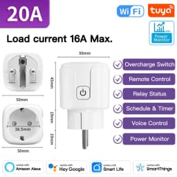 TNCE Tuya Wifi/Zigbee3.0 Smart Socket EU Plug 16/20A Power Monitor Remote Control Smart Life APP Remote Control Alexa